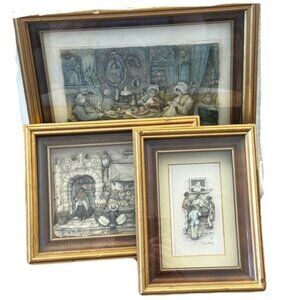 Vintage Anton Pieck 3D Shadow Box Art Wood Frame Lesley Owsley Handcrafted
